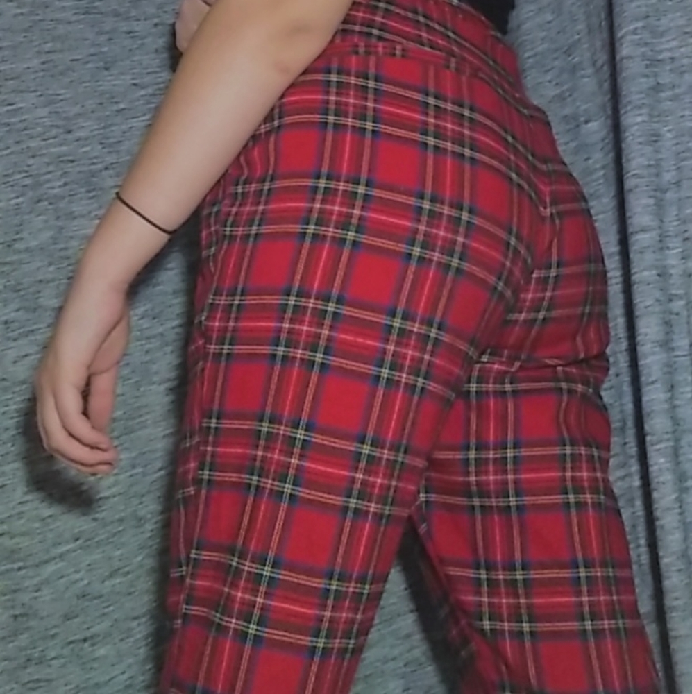 Plaid polyester pants